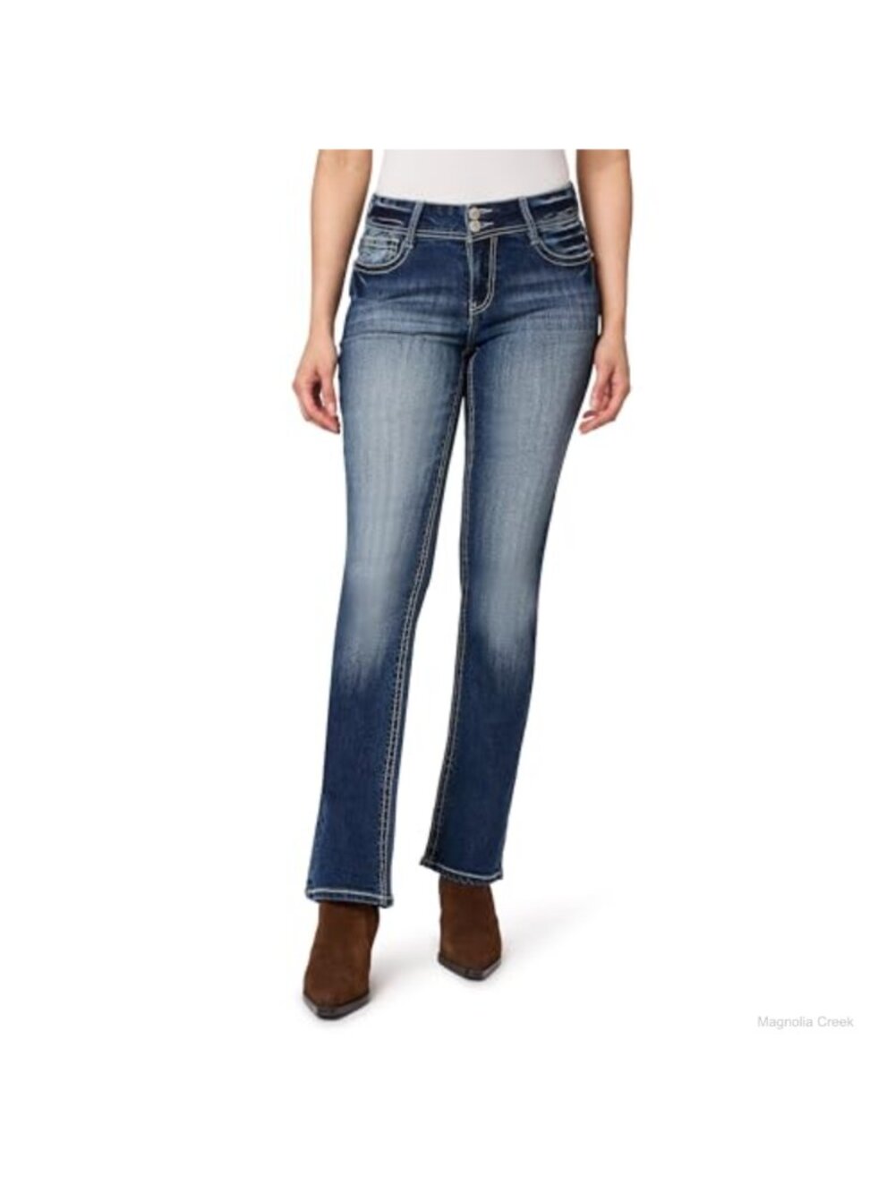 Women's Bling Bootcut Jeans Luscious Curvy Fit Insta Stretch Embellished Pockets